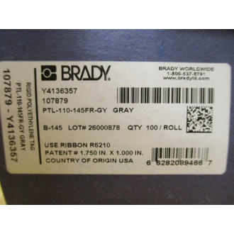Brady PTL-110-145FR-GY Fire Retardant Tag 107879
