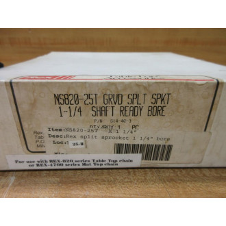 Rexnord NS820-25T-1-14 Split Nylon Sprocket 614-40-3