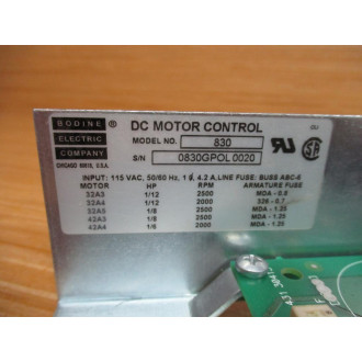 Bodine 830 DC Motor Control 0830 - Used