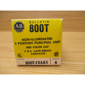 Allen Bradley 800T-FX6A5 Push-Pull Button Red, SER. N W(2) 800T-XD4