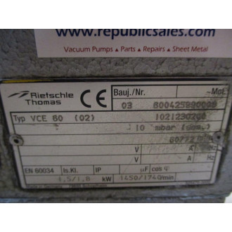 Rietschle Thomas VCE 60 (02) Vacuum Pump 1021230200 - Used