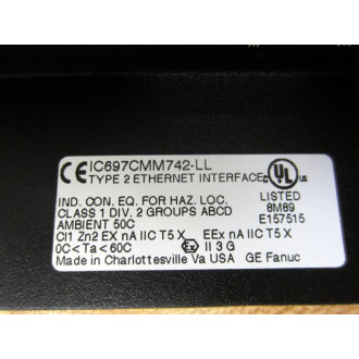 GEFanuc IC697CMM742 Type 2 Ethernet Interface IC697CMM742-LL - New No Box