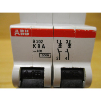 ABB S202 K8A 8A Circuit Breaker S202K8A (Pack of 3) - Used
