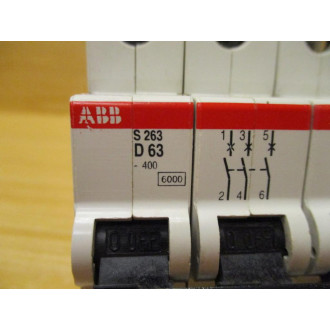 ABB S263 D63 63A Circuit Breaker S263D63 - Used