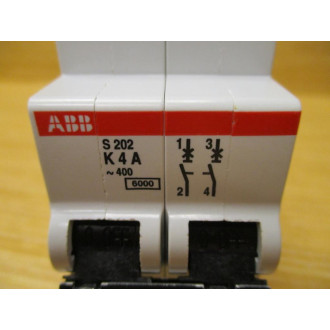 ABB S202 K4A 4A Circuit Breaker S202K4A (Pack of 2) - Used