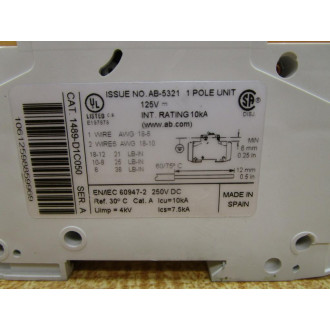 Allen Bradley 1489-D1C050 5A Circuit Breaker AB-5321 - New No Box