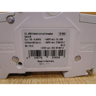 ABB S201 U K10A 10A Circuit Breaker S201UK10A - Used