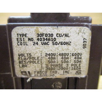 Fasco 30F030 Magnetic Contactor - New No Box