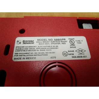 System Sensor SBBSPR Spectra Alert  Advance Speaker Back Box