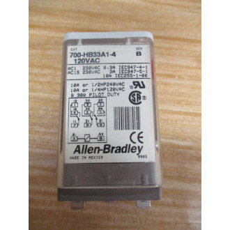 Allen Bradley 700-HB33A1-4-120VAC Relay 700-HB33A1-4-120V AC - Used