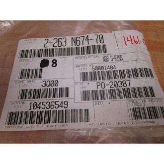 Zatkoff 2-263 TFE PTFE O-Ring N674-70 (Pack of 8)