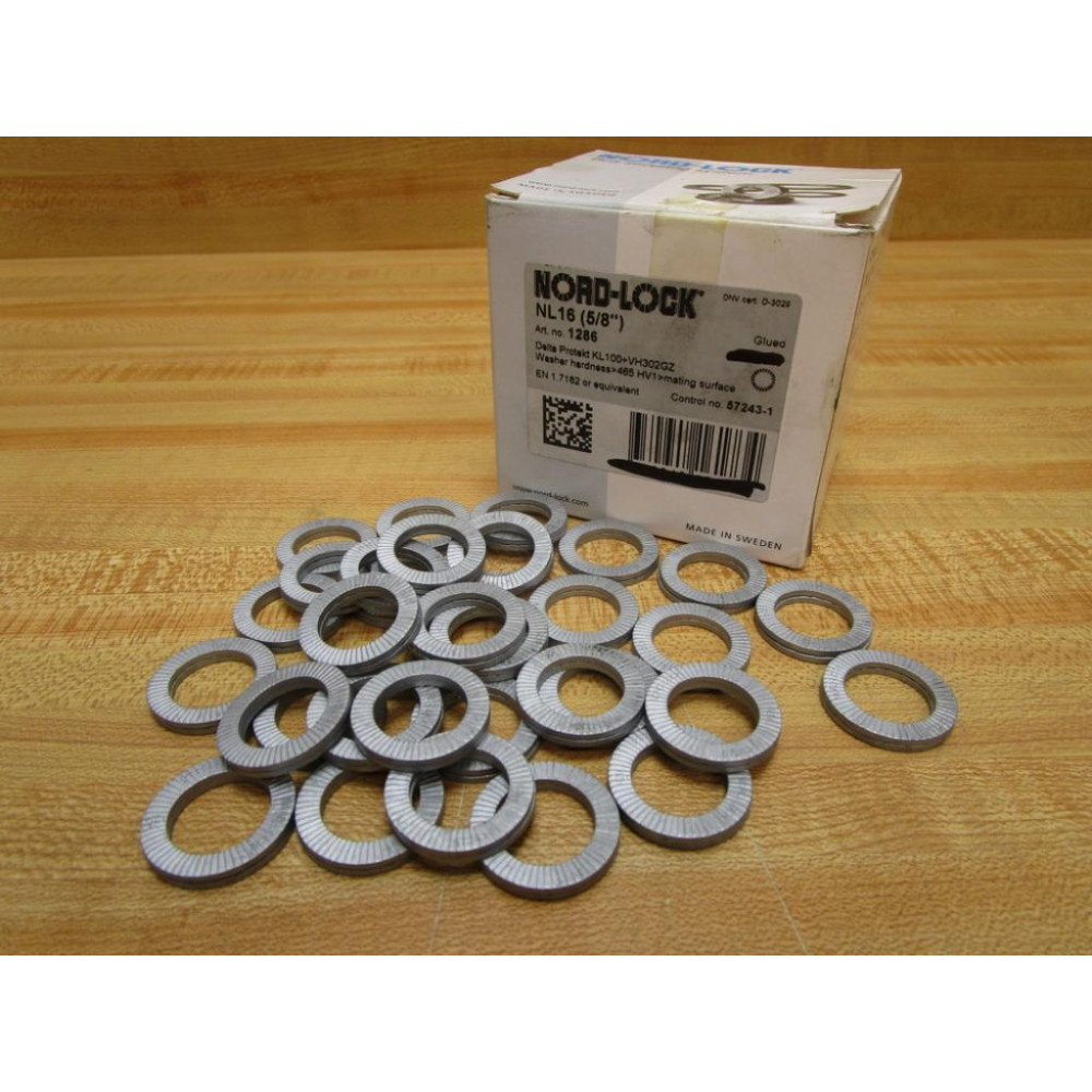 Nord-Lock N16 (58") Steel Wedge Locking Washer 1286 (Pack of 34)