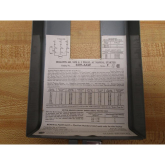 Allen Bradley 609-AAW Manual Starting Switch 609AAW - New No Box