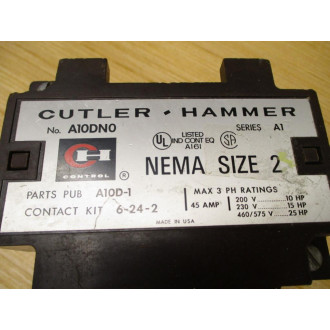 Cutler Hammer A10DN0 Eaton Starter A10DNO wo Overload - Used