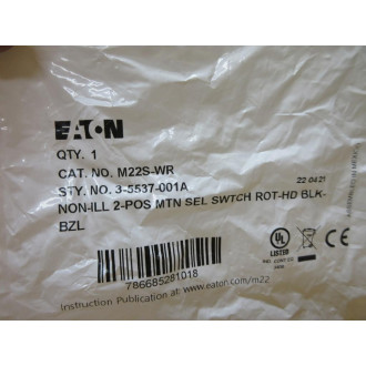 Cutler Hammer Eaton M22S-WR Selector Switch M22SWR