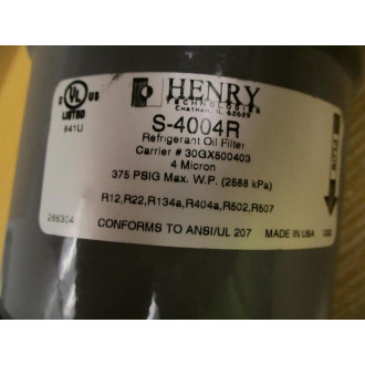 Henry Technologies S-4004R Refrigerant Oil Filter 30GX500403 - New No Box