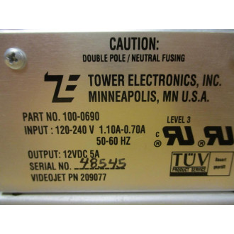 Tower Electronics 100-0690 Power Supply 1000690 - New No Box