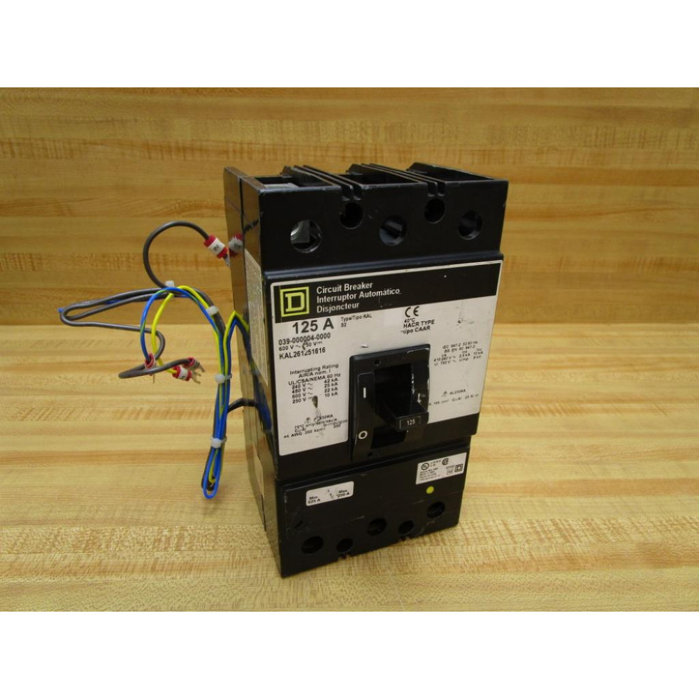 Square D KAL261251616 125 Amp Circuit Breaker Interruptor - Used