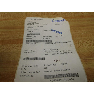 Krones C80X 16 Star Knob 6336.1 - New No Box