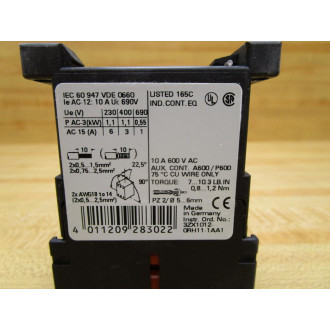 Siemens 3RH1140-1AK60 Control Relay 3RH11401AK60