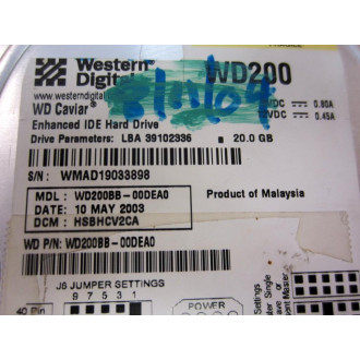 Western Digital WD200BB-00DEA0 WD Caviar IDE Hard Drive WD200 - Used