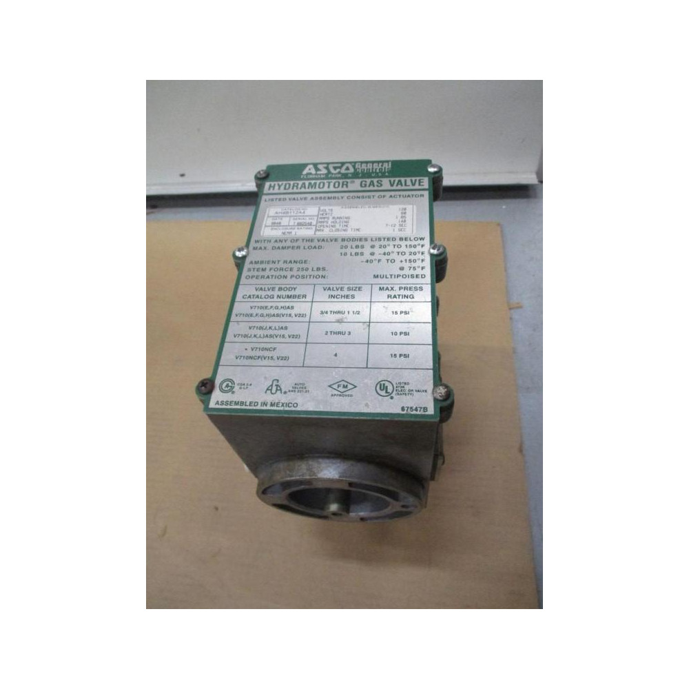 Asco General Controls AH4B112A4 Hydramotor Gas Valve - Used