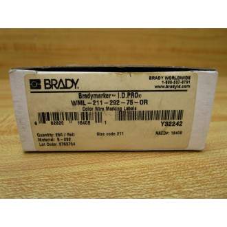 Brady WML-211-292-75-OR Wire Marking Labels 16408
