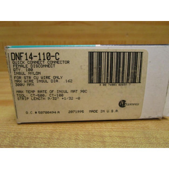 Panduit DFN 14-110-C Female Disconnect DFN14110C (Pack of 100)
