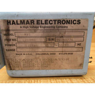 Halmar Electronics MVI Voltage Isolator 21380 - Used