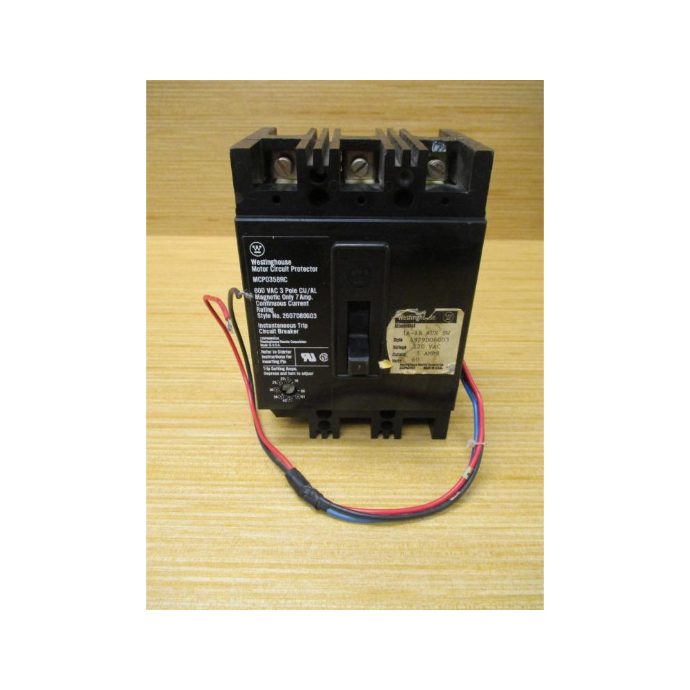 Westinghouse MCP0358RC 7A Circuit Breaker Cracked Corner - Used