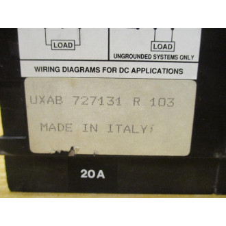 ABB UXAB 727131 R 103 20A Circuit Breaker UXAB72731R103 - Used