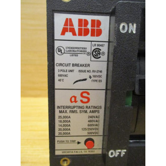 ABB UXAB 727131 R 103 20A Circuit Breaker UXAB72731R103 - Used