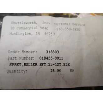 Shuttleworth 018455-0011 Roller Sprocket 0184550011 (Pack of 5) - New No Box