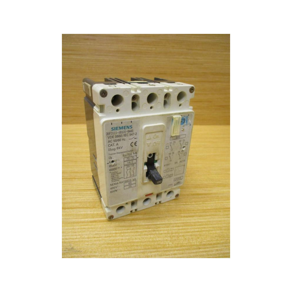 Siemens 3VF3111-6BS31-0AA0 100A Circuit Breaker 3VF31116BS310AA0 - Used
