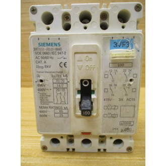 Siemens 3VF3111-6BS31-0AA0 100A Circuit Breaker 3VF31116BS310AA0 - Used