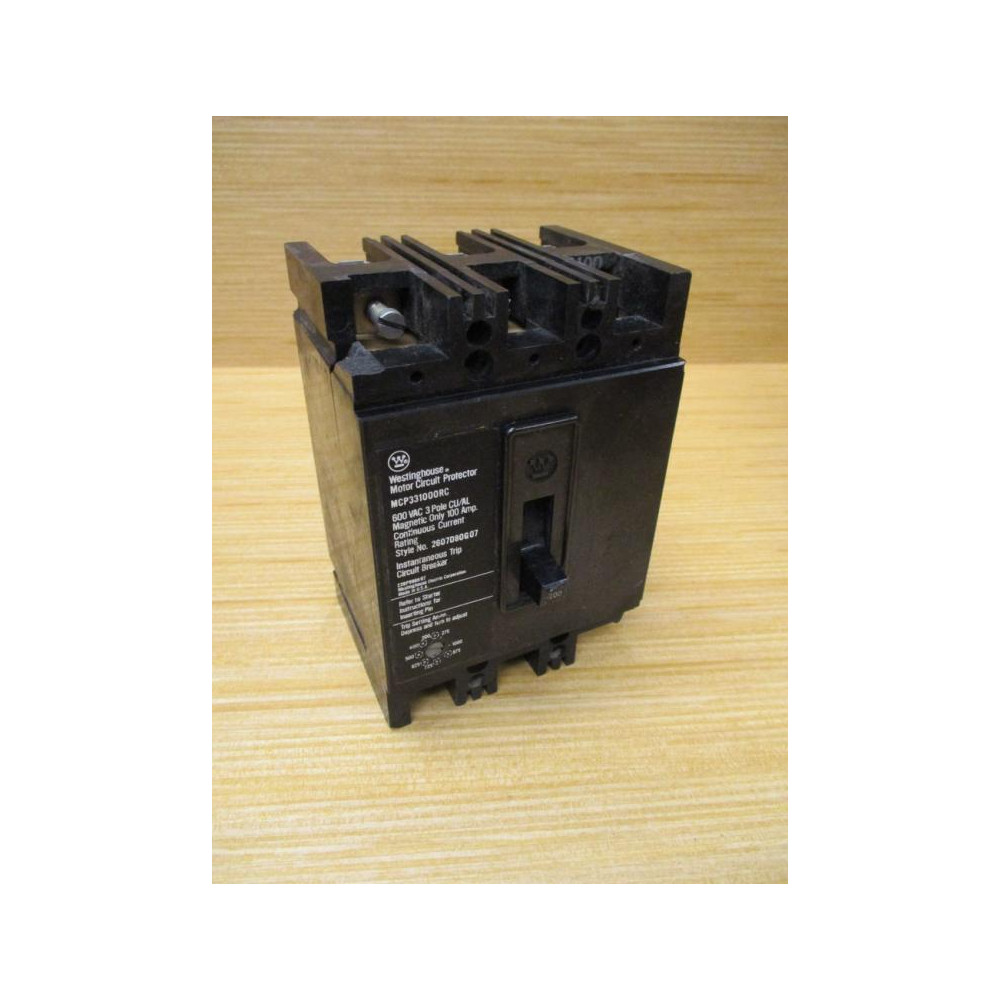 Westinghouse MCP331000RC 100A Circuit Breaker Cracked Corner - Used