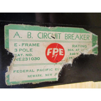 FPE NE231030 30A Circuit Breaker Cracked Corner - Used