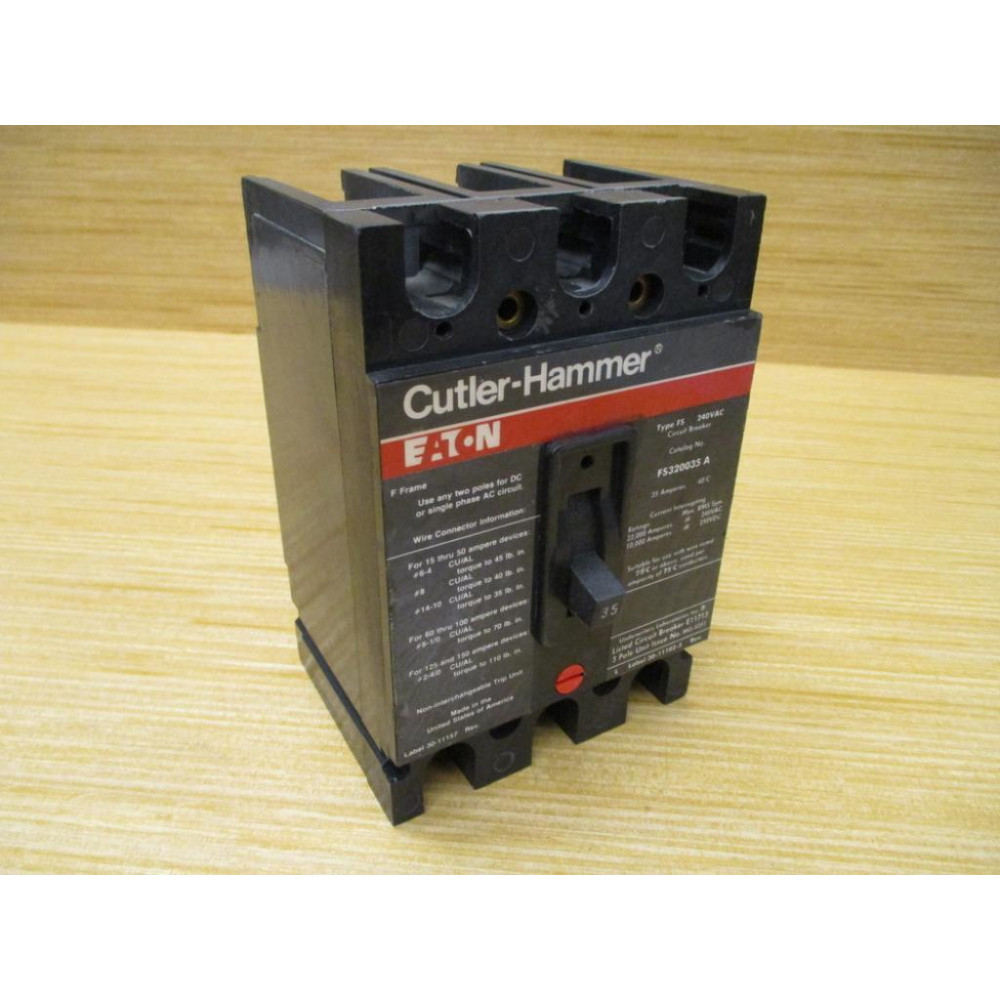 Cutler HammerEaton FS320035A 35A Circuit Breaker - Used