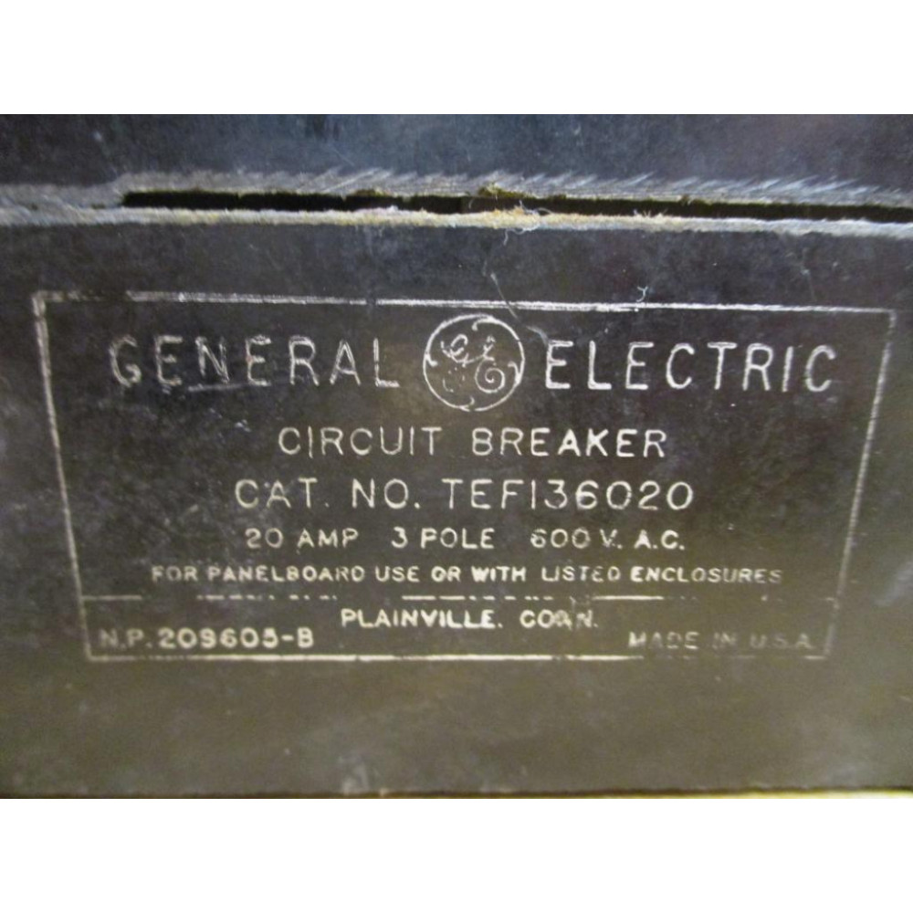 General Electric TEF136020 20A Circuit Breaker GE - Used