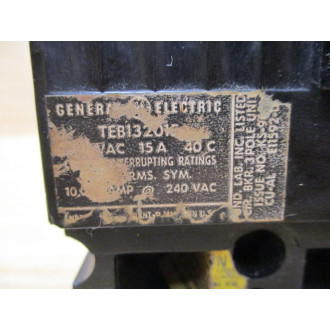 General Electric TEB132015 15A Circuit Breaker GE - Used