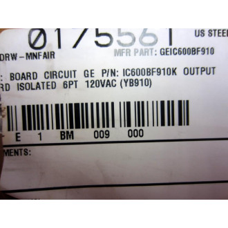 GEFanuc IC600BF910K Output Board W1066338 - Refurbished