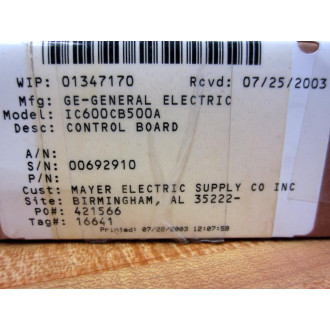 General Electric IC600CB500A PC Board 44A297032-G02 WIP No. 1347170 - Refurbished