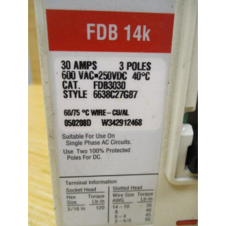 Cutler-Hammer FDB3030 30A Circuit Breaker - Used
