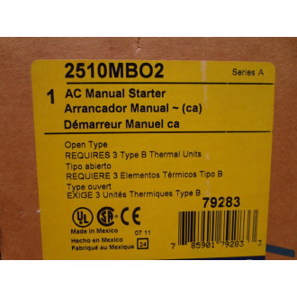 Square D 2510 MBO2 AC Manual Starter 79283 2510 MB02