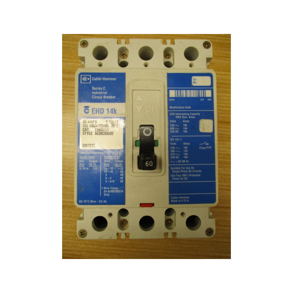 Cutler Hammer EHD3060 60A Circuit Breaker - Used
