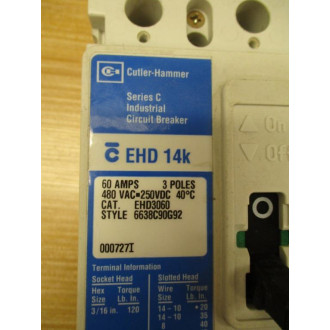 Cutler Hammer EHD3060 60A Circuit Breaker - Used