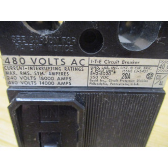 ITE EH2-B020 20A Circuit Breaker EH2B020 - Used