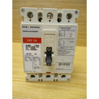 Eaton Cutler Hammer EHD3030 30A Industrial Circuit Breaker - Used