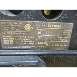 ITE EE2B020 20A Circuit Breaker - Used