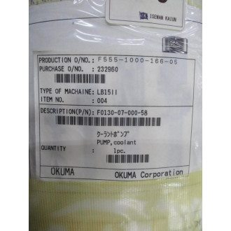 OkumaGrundfos MG 90LA2-24FT115-C Coolant Pump, Induction Motor F0130-07-00-58 OkumaGrundfos MG 90LA2-24FT115-C Coolant Pump, Induction Motor F0130-07-00-58